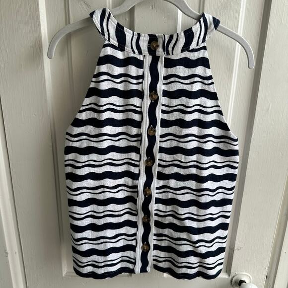 Ann Taylor Wave Button Back Halter Top Medium Petite - Picture 6 of 10